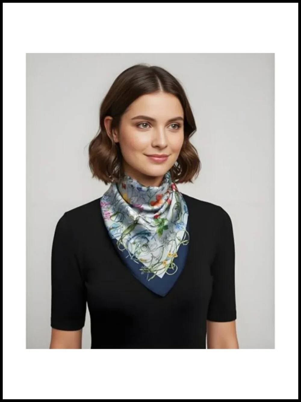 35x35 Silk Feel Square Fashion Scarf for Women - Lightweight Headscarf Bandana